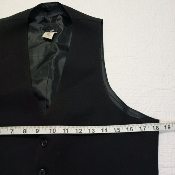 F.W.I Classic Black Mens Formal Vest Polyester Tailored Waistcoat - Picture 4 of 7